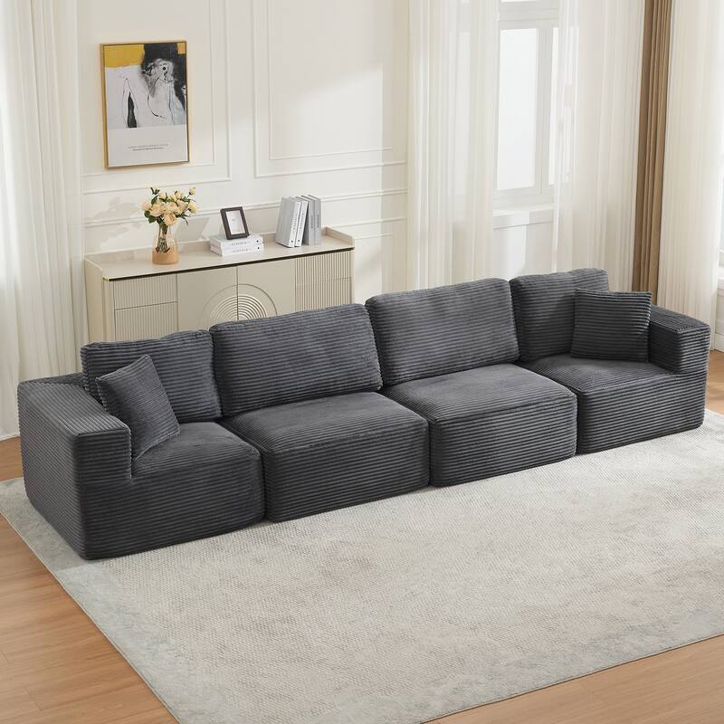 Couch Modular Sectional Sofa with Plush Corduroy No Assembly Required