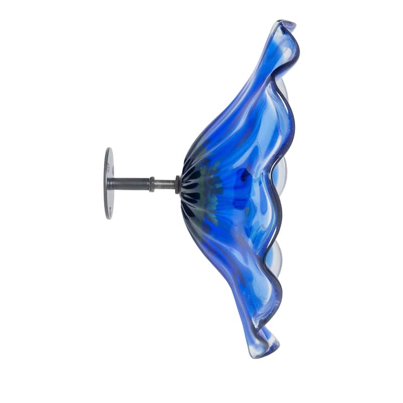 12IN Diameter Blue Fiore Bloom Art Glass Wall Décor