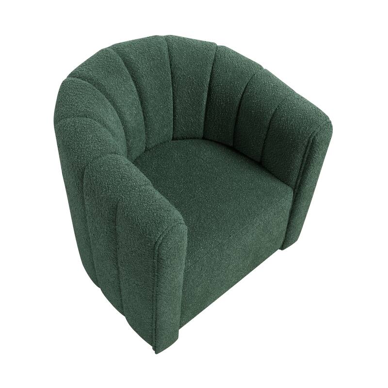 Arden 31" Boucle Swivel Chair with Ottoman - Solid Wood Legs