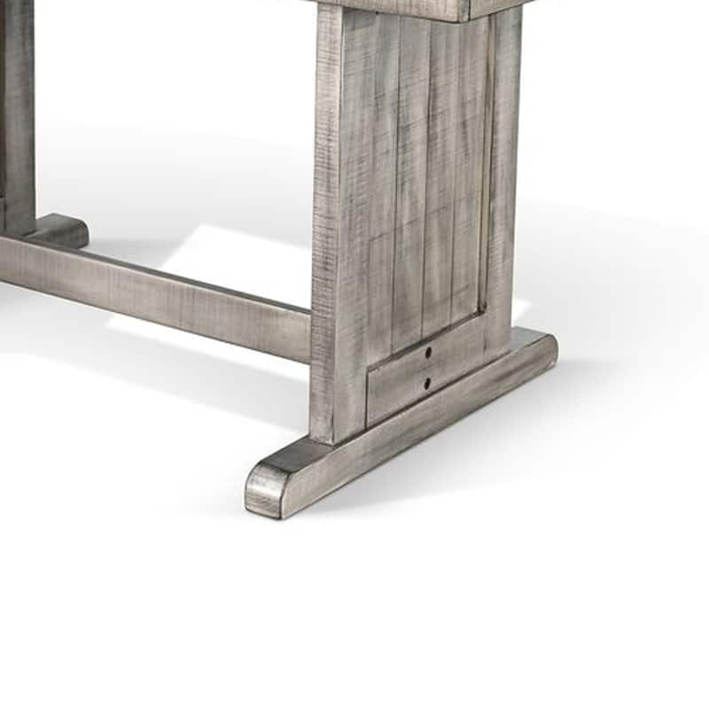 Zeka Dining Table, 60 Inch Top, Double Pedestal, Gray Solid Wood - Weathered Gray