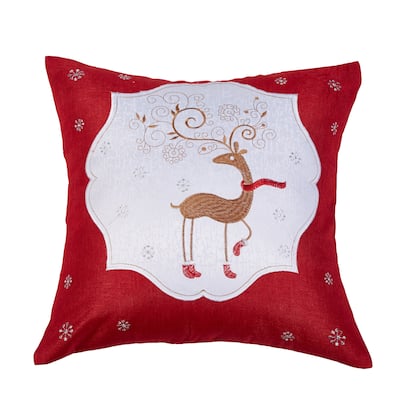 Violet Linen Seasonal Xmas Christmas Holiday Spirits Pattern Decorative Cushion Cover