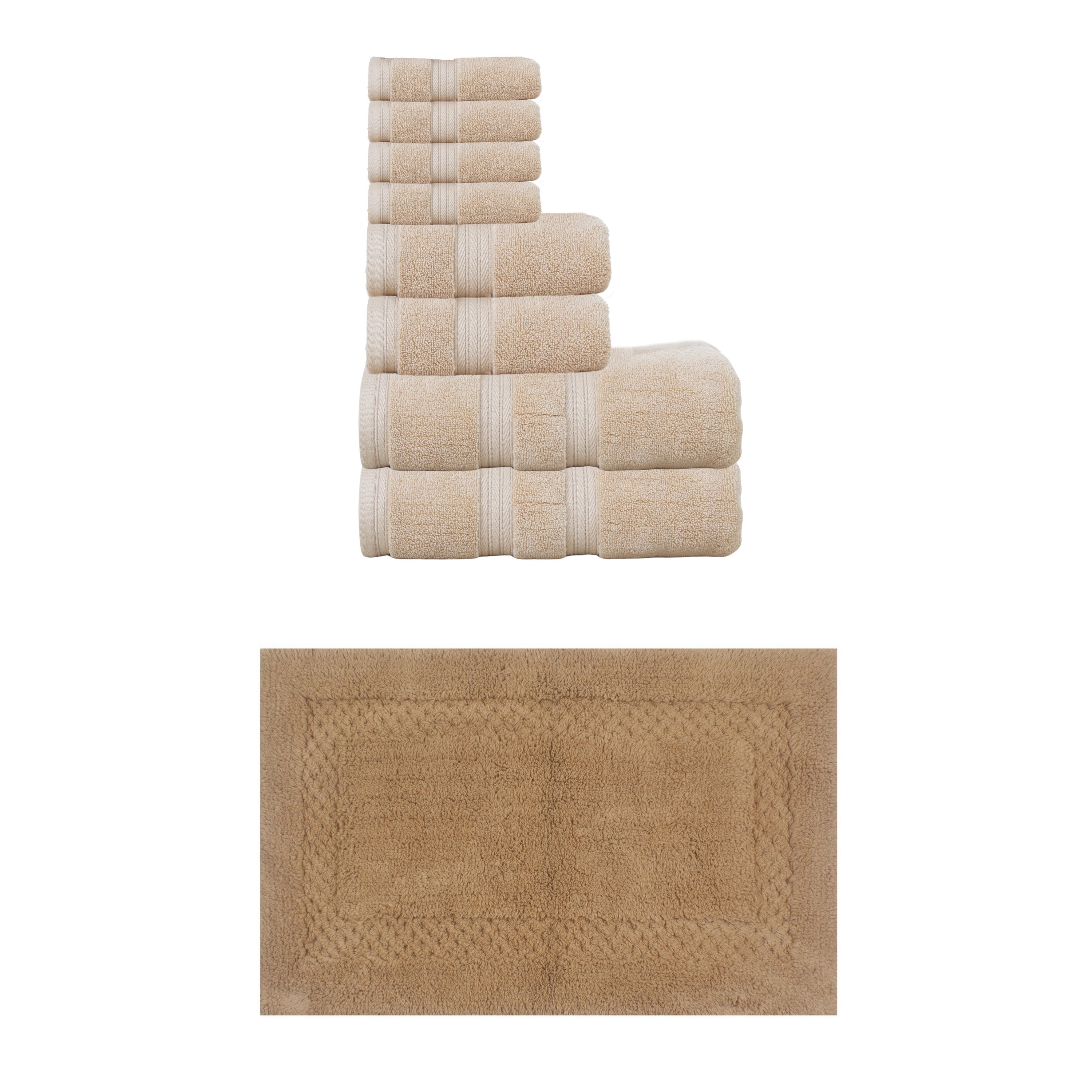 Home Weavers Classy Bath Mat 100% Soft Cotton 8 Pc Bath Towel Set & 1 Pc 17x24" Bath Rug, Machine Washable & Non Slip (Set of 9)