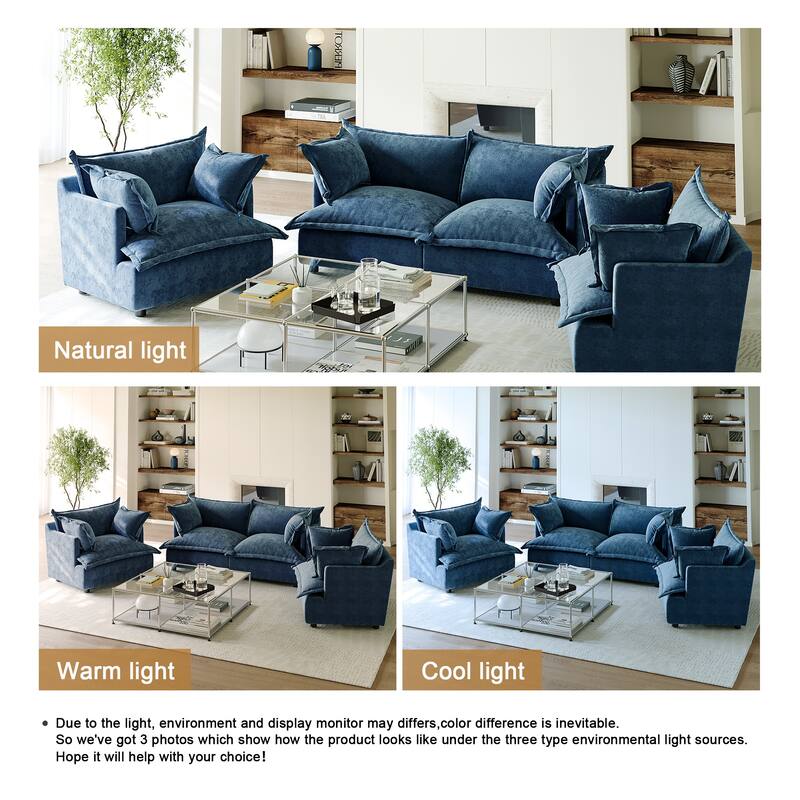 Comfy Cloud Oversized Chenille Modular Sectional Sofa Armchair Set