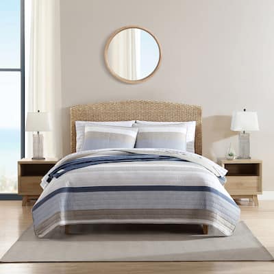 Nautica Galewood Cotton Reversible Beige Quilt Set