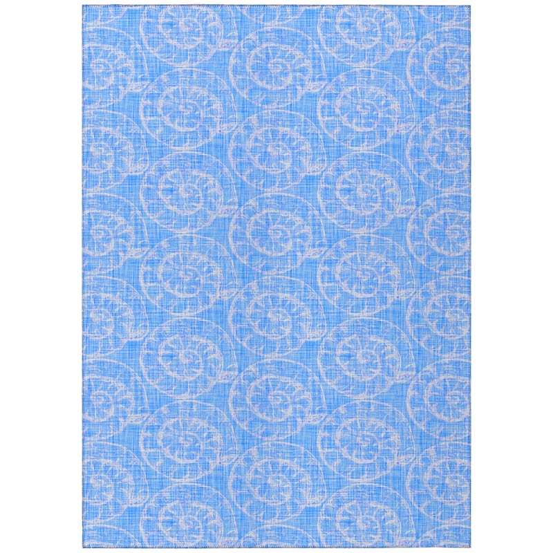 Indoor/ Outdoor Surfside Imprints Washable Rug New - Blue - 8' x 10'