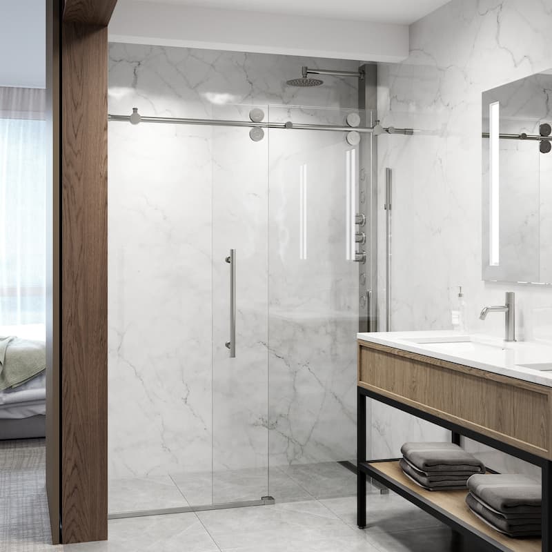 VIGO Elan 56" to 60" W x 74" H Frameless Sliding Shower Door