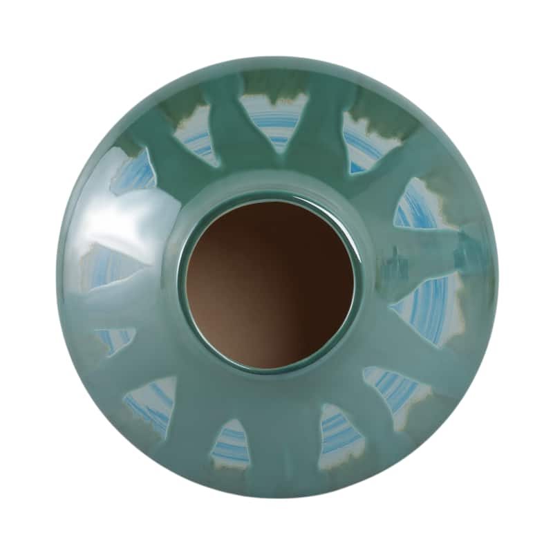 Stoneware Ceramic Decorative Vase with Glossy Drip Glaze Finish