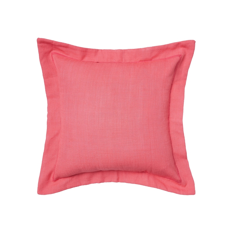 18" x 18" Cotton Flange Decorative Throw Pillow With Insert - Pink