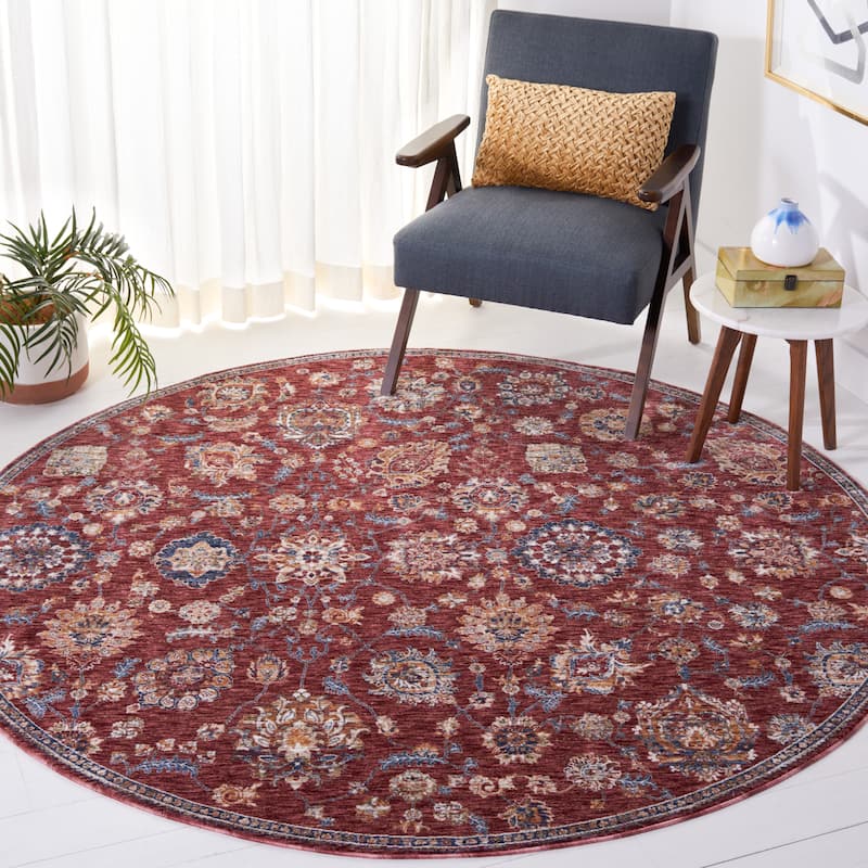 SAFAVIEH Heirloom Sylvia Floral Rug - 6'7" Round - Rust/Ivory