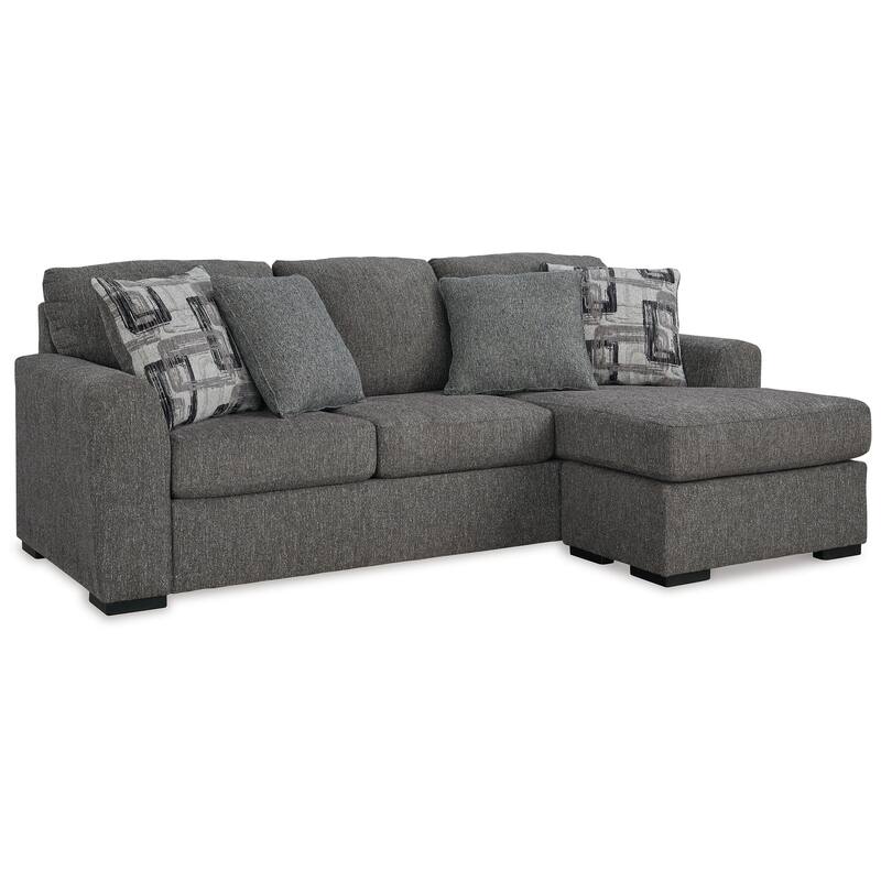 Iqay Sectional Sofa Chaise, 4 Pillows, Pewter Gray Polyester 101 Inch