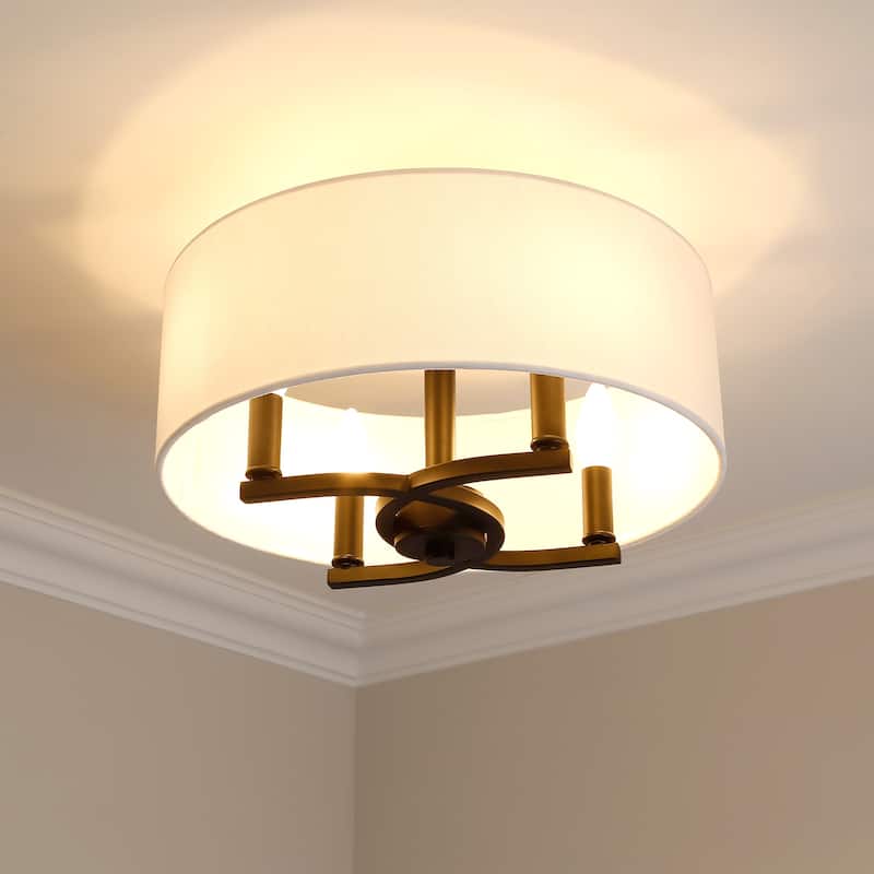 Eliana 4 Light Semi-Flush - Matte Black with Modern White Shade
