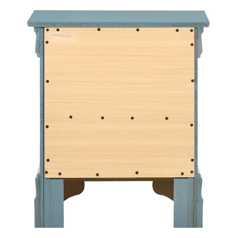 Compact Teal Nightstand with Two Drawers