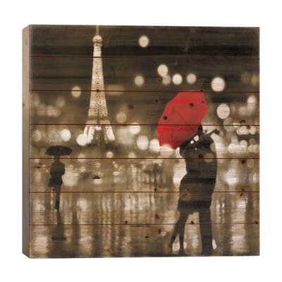 A Paris Kiss Print On Wood by Kate Carrigan - Multi-Color