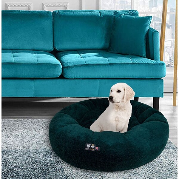 Bessie and Barnie Ultra Plush Deluxe Comfort Pet Dog & Cat Hunter Green Snuggle Bed- Machine ...