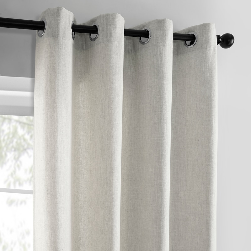 Exclusive Fabrics Basic Faux Linen Curtain Pair - 2 Panels - Light Filtering Grommet Curtains