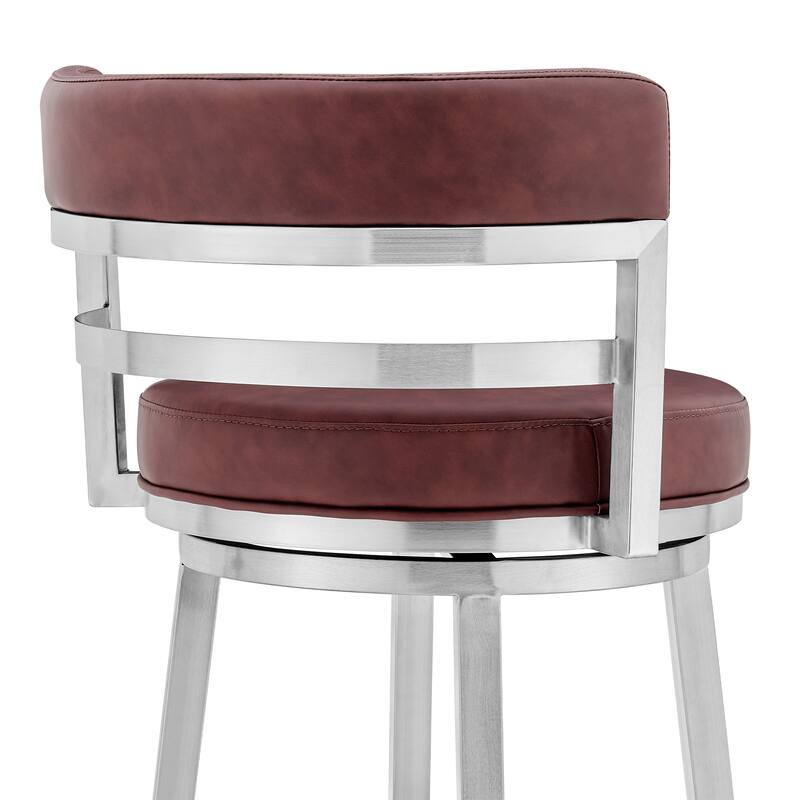 Titana Blue or Red Faux Leather Upholstered Swivel Bar/Counter Stool