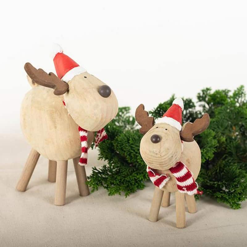 Set Of 2 Deer Wearing A Scarf And Winter Hat Figurine