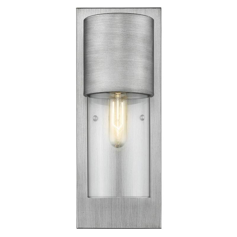 Modern Outdoor Wall Sconce with Clear Glass Shade and Wet Rated Flush Mount Light Fixture E26 Base - 16"H x 6.25"W x 5.75"D