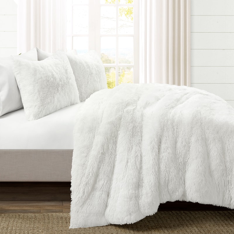 Lush Decor Emma Faux Fur Cozy Super Soft Oversized Duvet Cover 3Pc Set