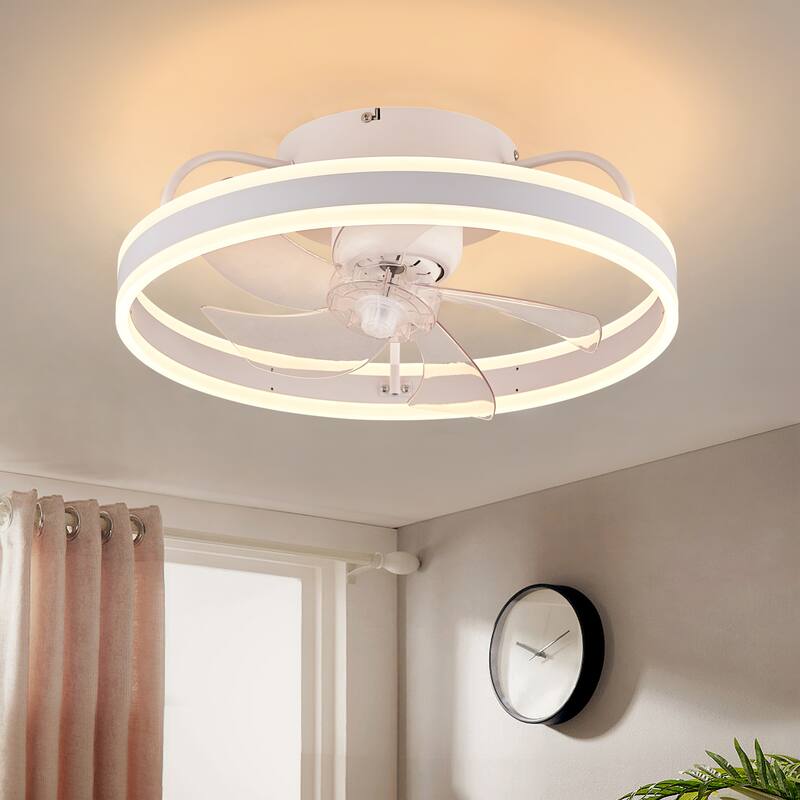 Starsky 19.7inch Oscillating Ceiling Fan Light LED Flush Mount with Remote