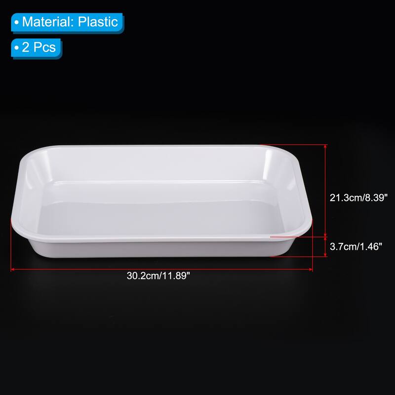 Fast Food Tray, 2 Pack Plastic Serving Tray Reusable Rectangle Tray - White - 11.9x8.4"