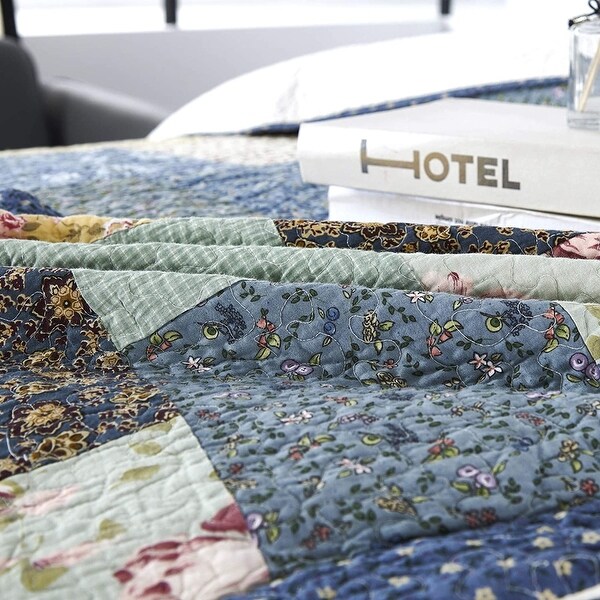 KASENTEX Cotton Patchwork Quilt Floral Patchwork Oversized