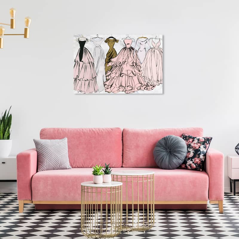 Wynwood Studio Canvas Fashion and Glam Pastel Spring Gala Basics Pink and Pastel Pink Glam Wall Art Canvas Print - 24 x 36
