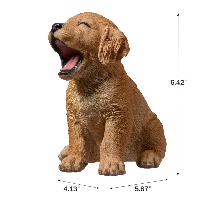 Yawning Golden Retriever Outdoor Garden Statue - 6.5"