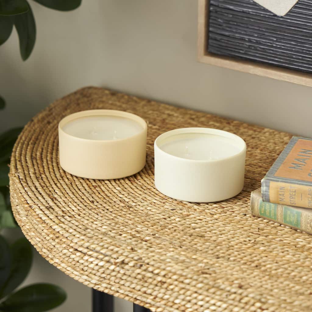 Multi Colored Metal Scented Textured 9oz 2 Wick Decorative Candle with White Wax (Set of 2)