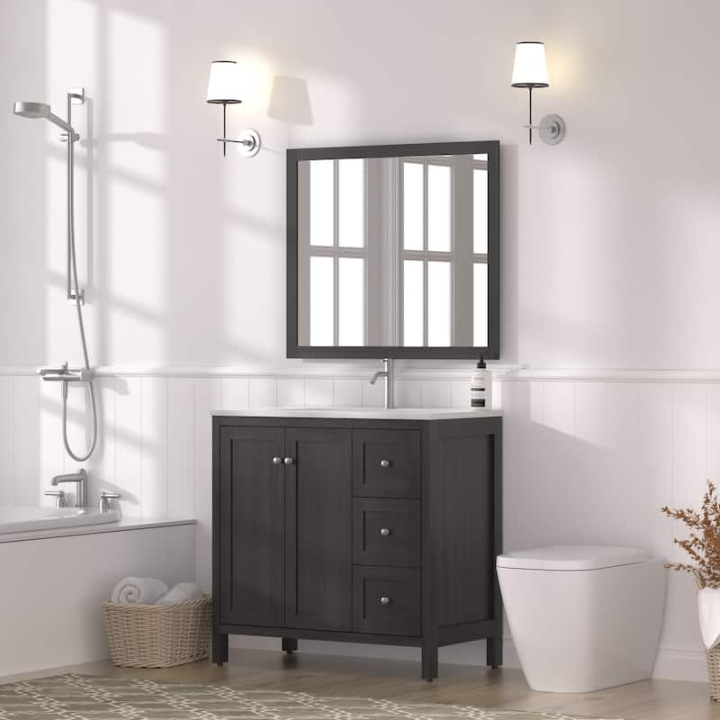 Bathroom Cabinet with Basin,Bathroom Storage Cabinet with Soft Closing Doors and Drawers