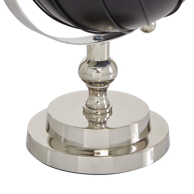 Black Aluminum Globe with Silver Accents