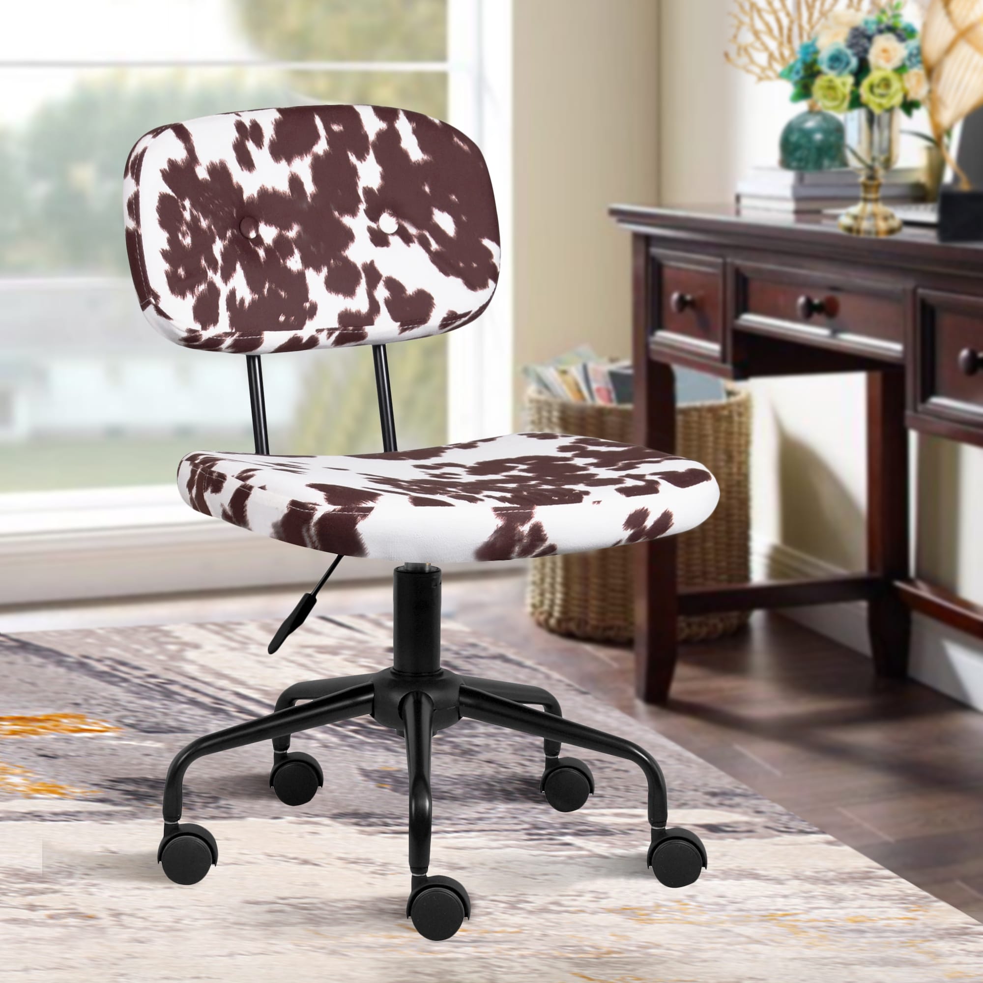 Cowhide desk new arrivals chair with arms