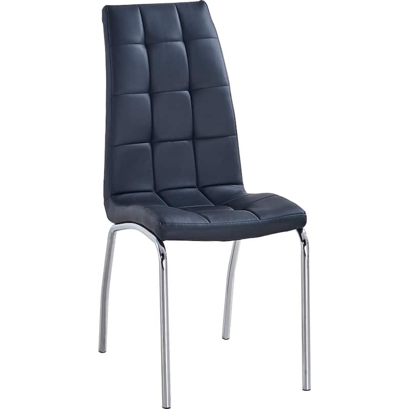 Set of 4 Modern Lattice Design Leatherette Dining Chair with Metal Legs