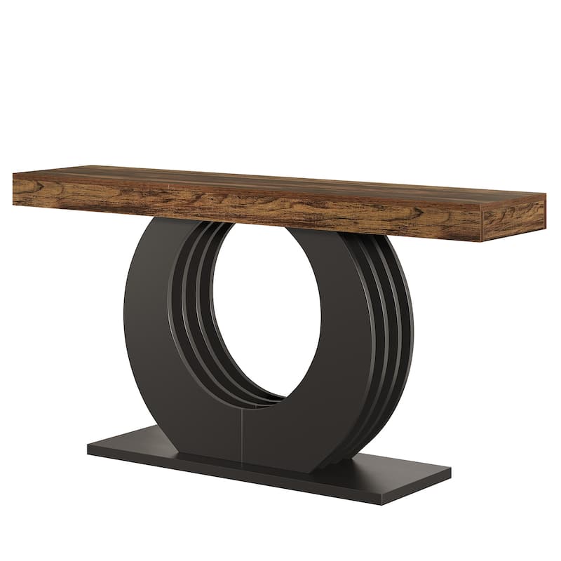 Industrial 63" Console Sofa Table with Stylish Metal Base for Entryway