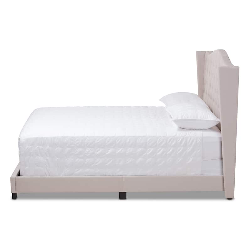 Luxury Tufted King Bed with Headboard - Grey Fabric Upholstered Bedroom Furniture
