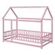 preview thumbnail 9 of 11, Kids and Baby Twin Size Wooden Bed House Bed with House Roof Frame