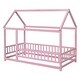 preview thumbnail 9 of 11, Twin Size Wooden Bed House Bed with House Roof Frame