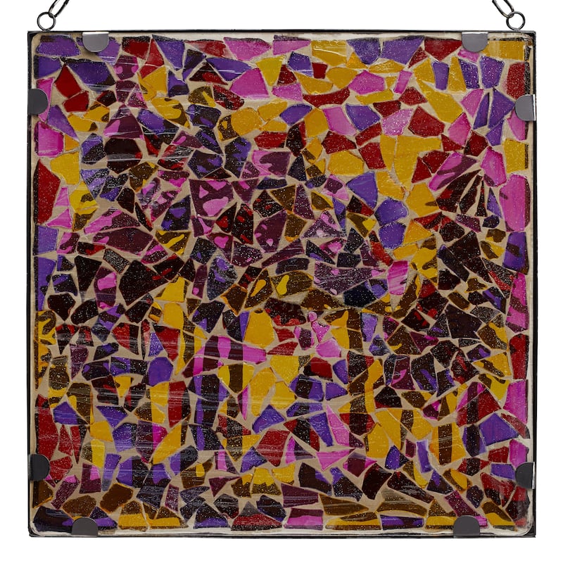 Mixed Media with Metal Overlay Forest Mosaic Window Panel - 12" x 0.25" x 12"