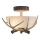 preview thumbnail 1 of 7, Lodge 12-in W Cream Rustic Antler Bowl Semi Flush Mount Ceiling Light Cream Glass - 12-in W x 9-in H x 12-in D Noachian Stone - 12-in W x 9-in H x 12-in D