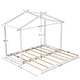 preview thumbnail 4 of 9, Twin XL/King Size House Platform Bed with Trundle, Roof Design for Kids Teens, Wooden House Bedframe w/Customizable Themes,White