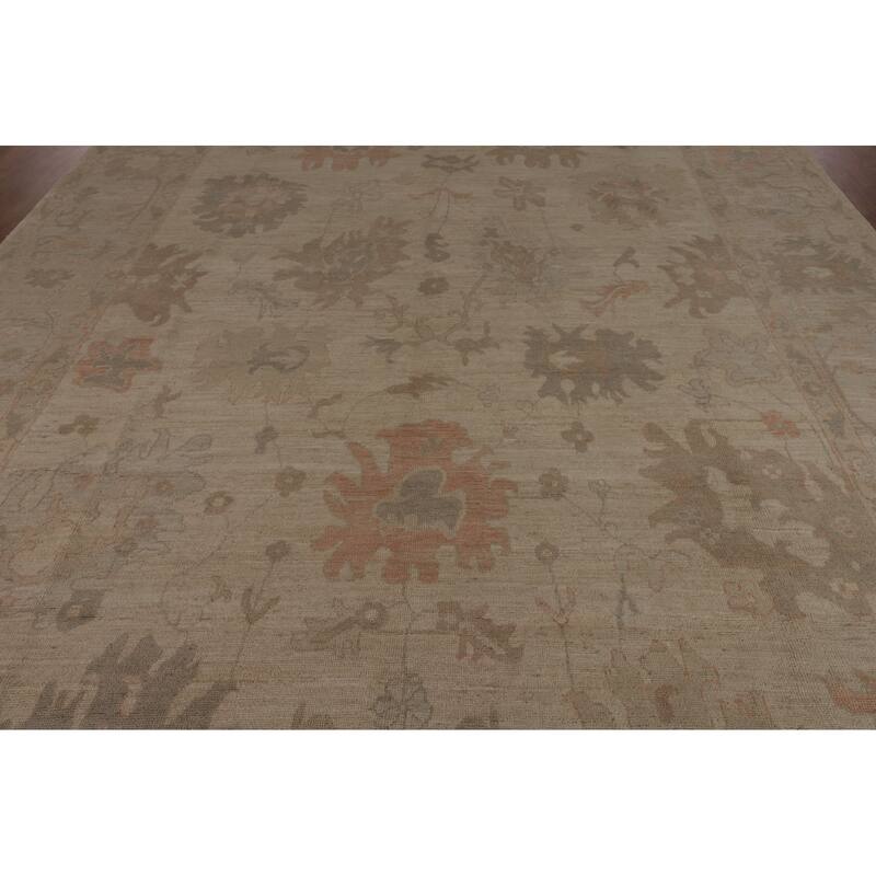 Earth Tone Vegetable Dye Oushak Area Rug Handmade Wool Carpet - 9'7"x 13'5"