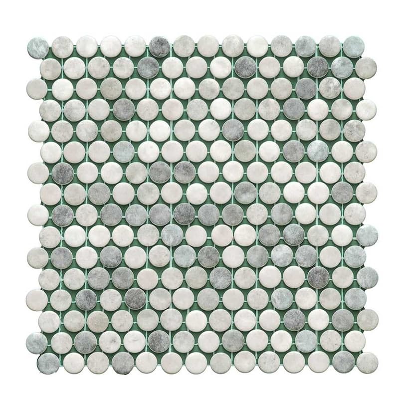 The Tile Life Eterna Penny 12x12 Round Glass Mosaic Floor, Wall & Backsplash Tile