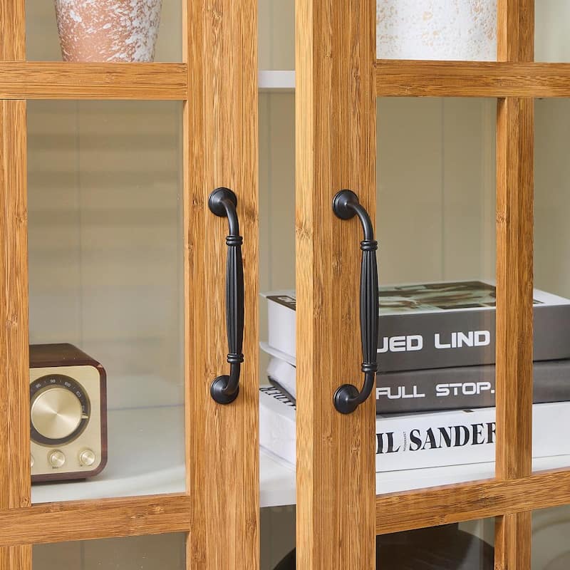 Glass Door Tall Storage Cabinet