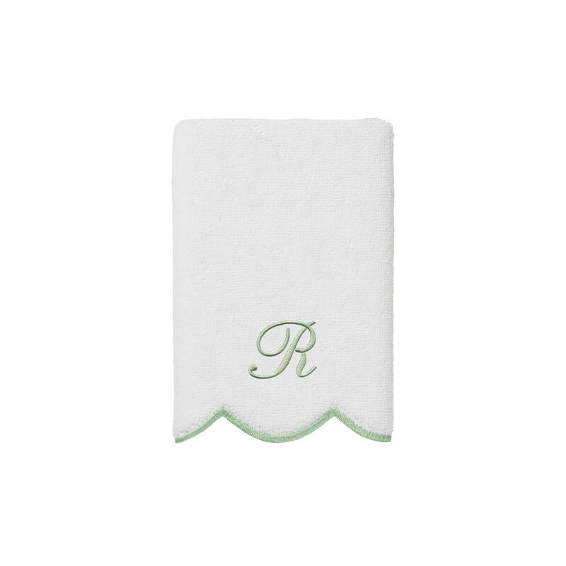 Authentic Hotel and Spa 100% Turkish Cotton Green ADORNIA Scallop Personalized 3 Piece Towel Set - 3 Piece Set