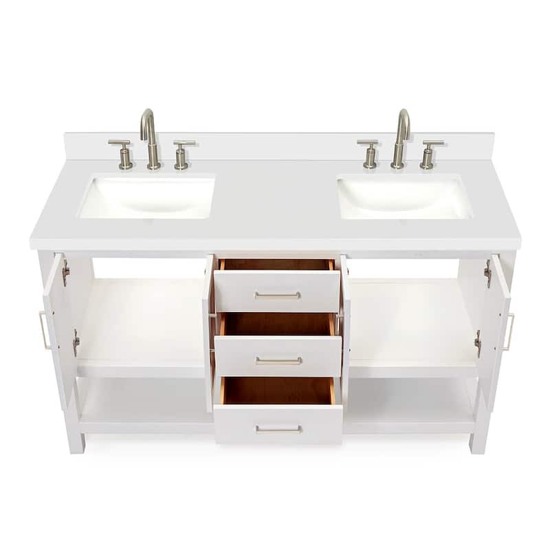Ariel S061DWQRVO Magnolia 60" Free Standing Double Basin Vanity Set