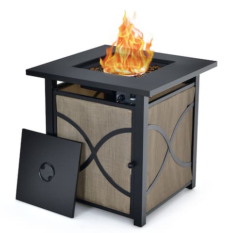 Costway 25-Inch Square Propane Fire Pit Table 40000 BTU W/ Lid, Fire