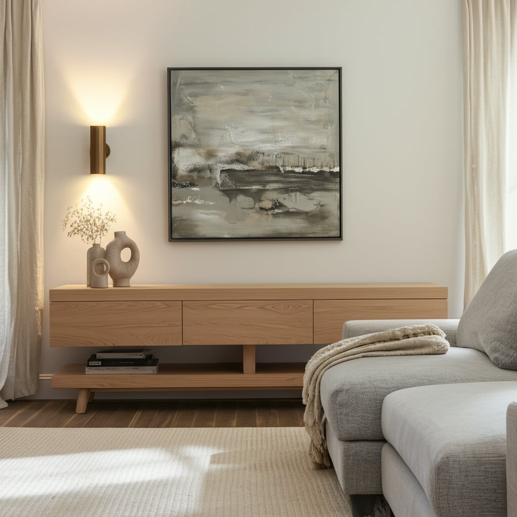 Canvas Art Print Wood Frame Abstract Textured Design - 40" Multi