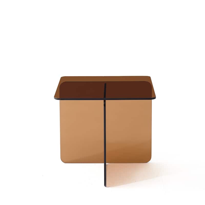 Tempered Brown Glass Side Table - Compact Nightstand & Sofa Accent‌