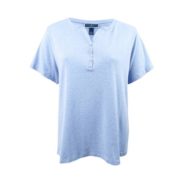 Shop Karen Scott Women S Trendy Plus Size Cotton Henley T Shirt