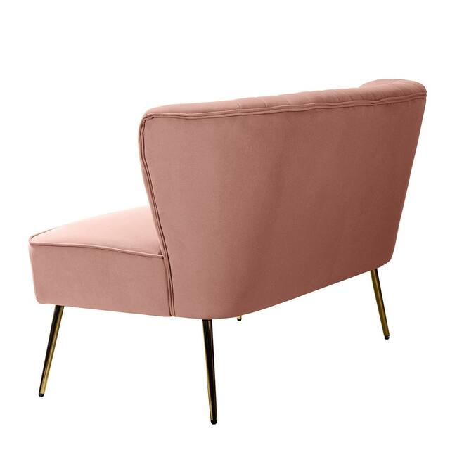 HULALA HOME Monica Modern Velvet Tufted Loveseat with Metal Legs
